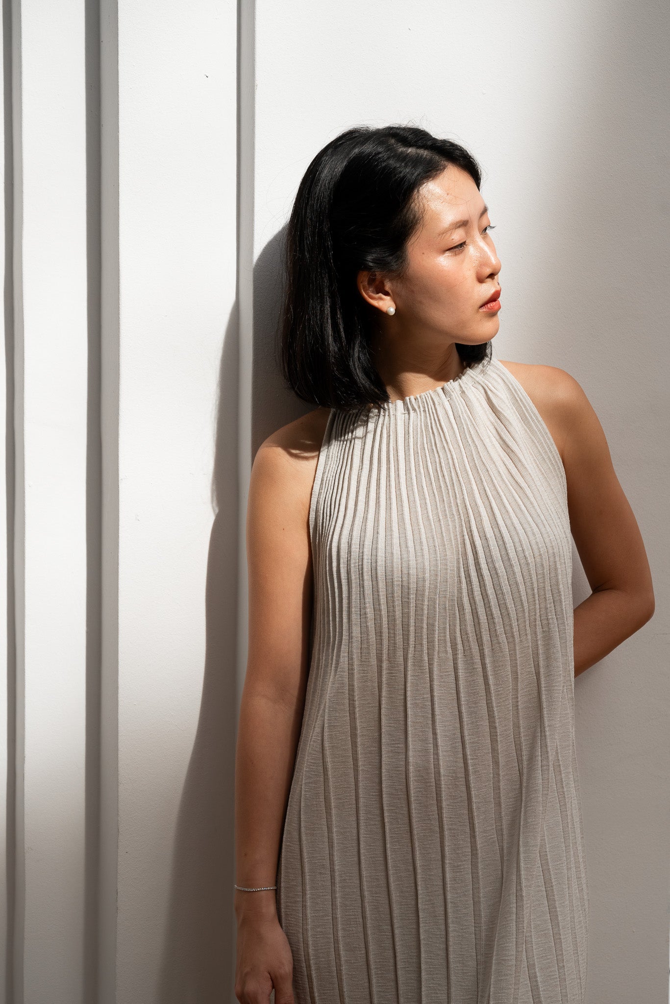 Halter Neck Knitted Maxi Dress