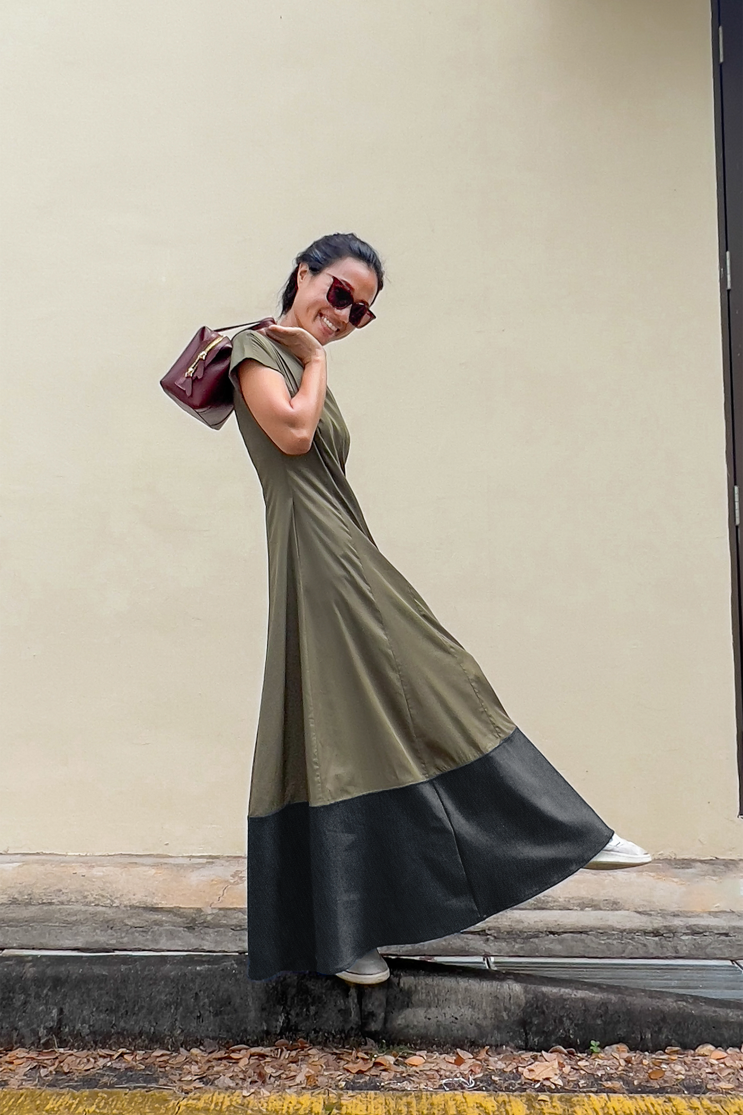 Colourblock Maxi Cap Sleeve Dress