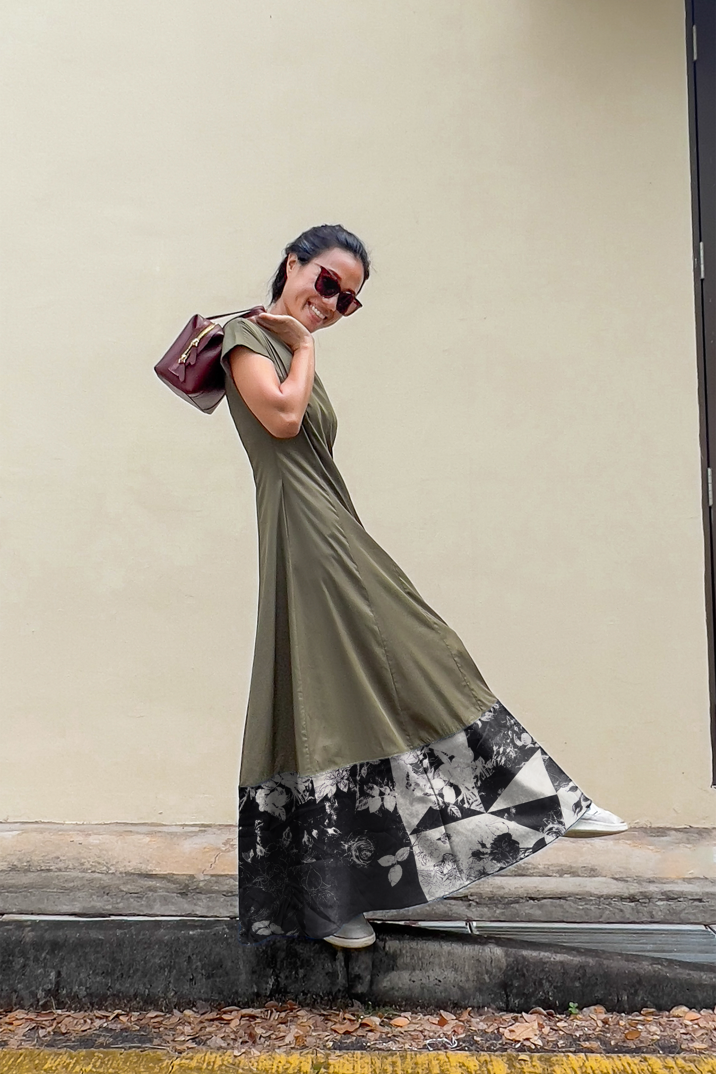 Colourblock Maxi Cap Sleeve Dress