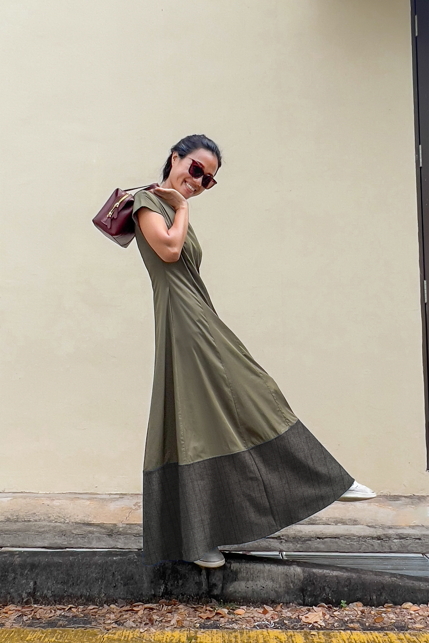 Colourblock Maxi Cap Sleeve Dress