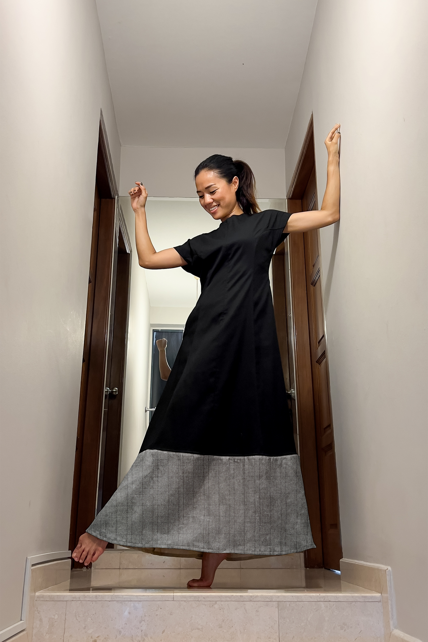 Colourblock Maxi Cap Sleeve Dress