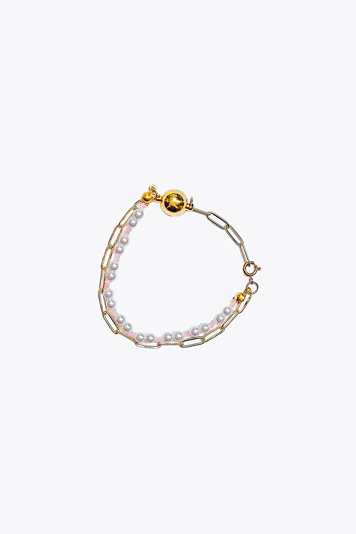 Paperclip Chain: Bracelet (Pearl Rose)