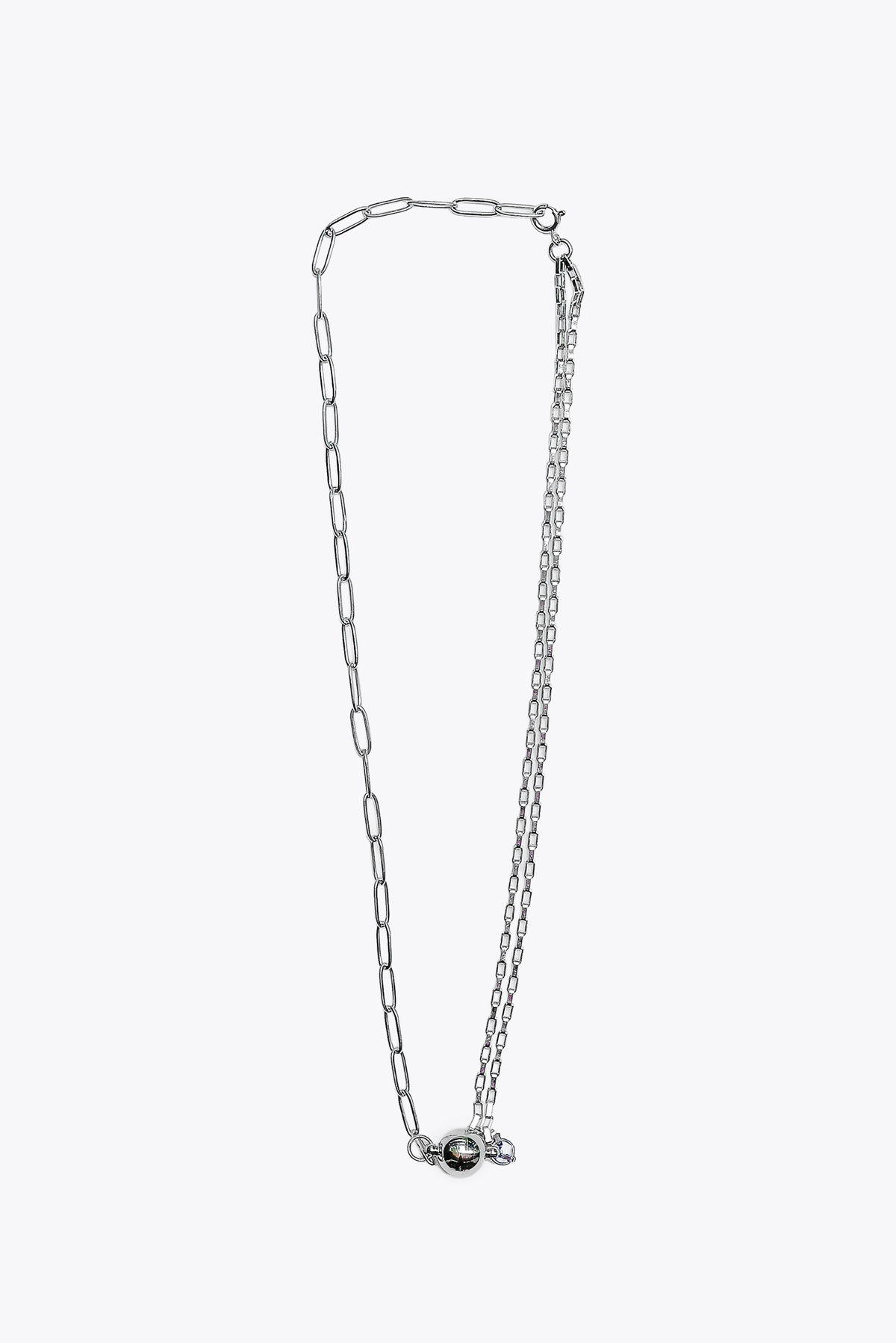 Paperclip & Box Chain: Necklace (Twin Stems)