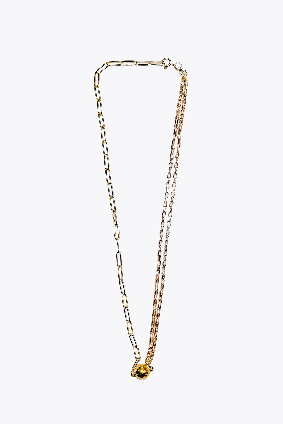 Paperclip & Box Chain: Necklace (Twin Stems)