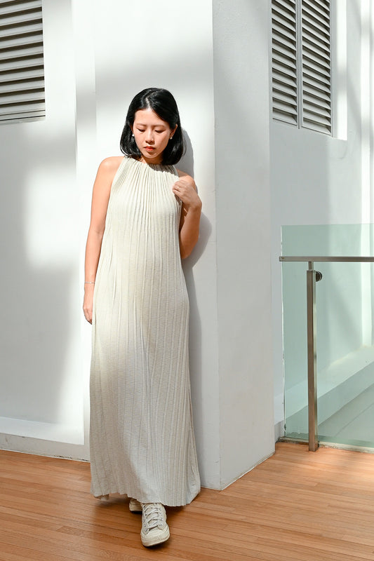 Halter Neck Knitted Maxi Dress